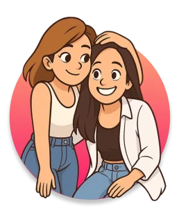 Love and Ella smiling and supporting each other